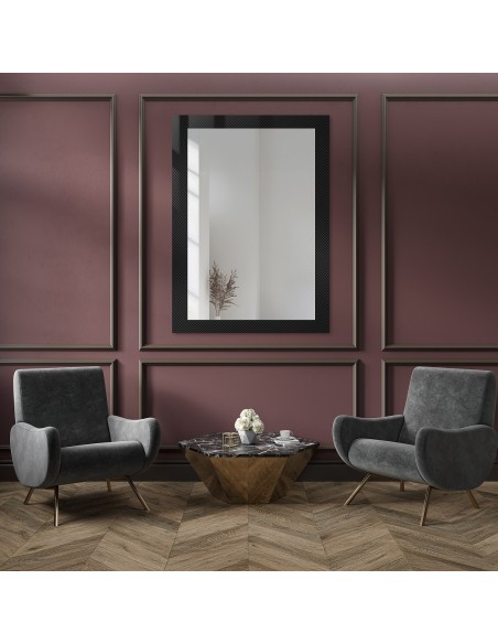 Dekoratívne obdĺžnikové zrkadlo na ornamentálnom skle Master Point - LUXORA SOLEIL