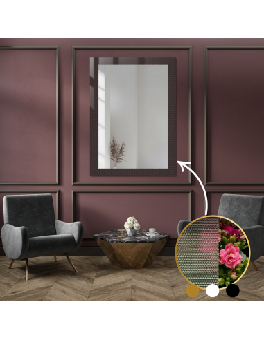 Dekoratívne obdĺžnikové zrkadlo na ornamentálnom skle Master Point - LUXORA SOLEIL