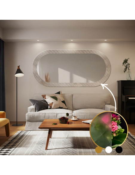 Dekoratívne oválne zrkadlo na ornamentálnom skle Master Soft - LUXORA VESPER