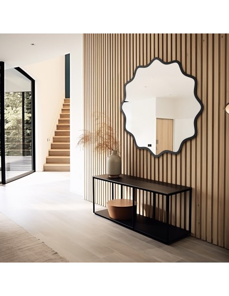 Okrúhle zrkadlo vo zvlnenom MDF ráme – AQUARELLE NAYA