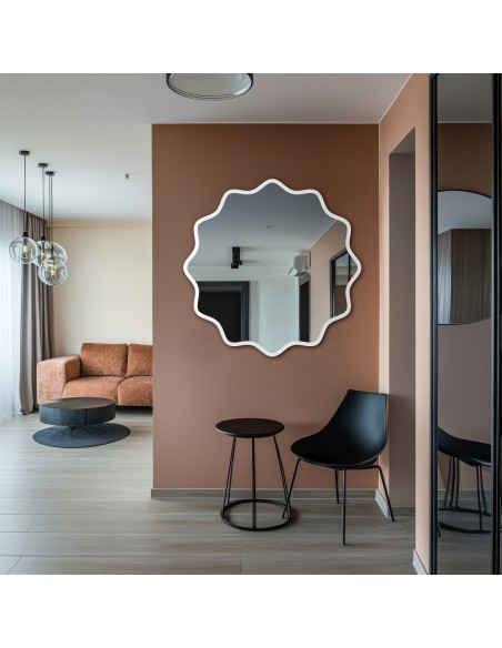 Okrúhle zrkadlo vo zvlnenom MDF ráme – AQUARELLE NAYA