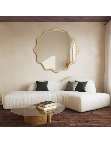 Okrúhle zrkadlo vo zvlnenom MDF ráme – AQUARELLE NAYA