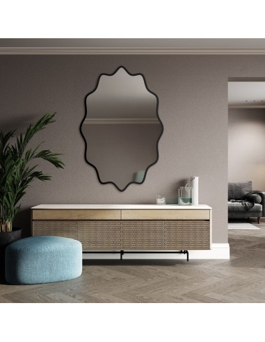 Eliptické zrkadlo vo zvlnenom MDF ráme – AQUARELLE ELVA