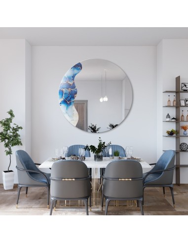 Nepravidelné zrkadlo na okrúhlom modrom mramore – MARBLE BLUVERO