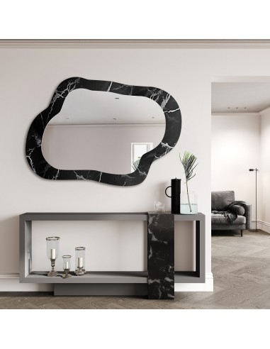 Nepravidelné zrkadlo na čierno-striebornom mramore – MARBLE GRISO