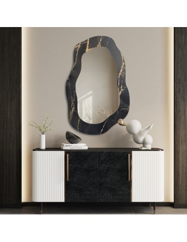 Nepravidelné zrkadlo na čierno-zlatom mramore – MARBLE NOCTO