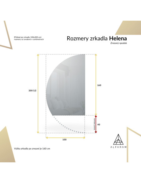 Polkruhové kúpeľňové zrkadlo so zrezaným spodkom s osvetlením - HELENA LED