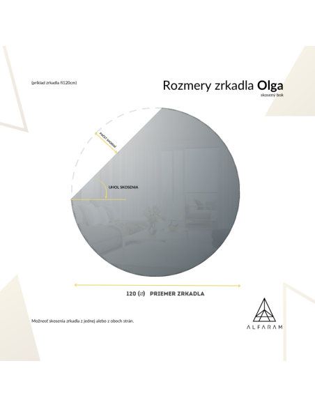 Okrúhle zrkadlo na podkrovie so skosenými bokmi a osvetlením - OLGA LED