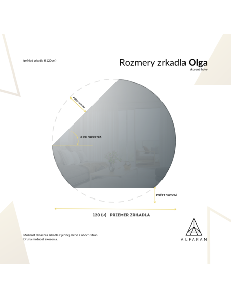 Okrúhle zrkadlo na podkrovie so skosenými bokmi a osvetlením - OLGA LED