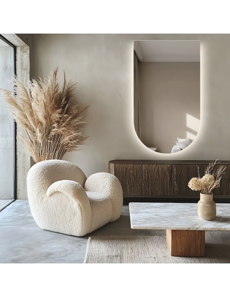 Polovičné oválne kúpeľňové zrkadlo s osvetlením - FRANK LED