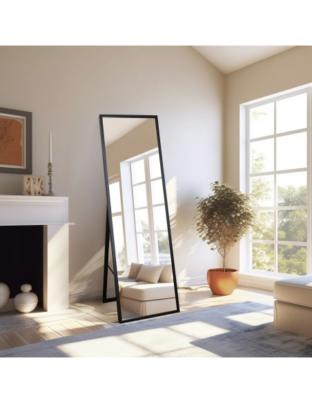 Stojace zrkadlo do šatne v tenkom drevenom ráme - 3005 - farba rámu podľa vášho výberu