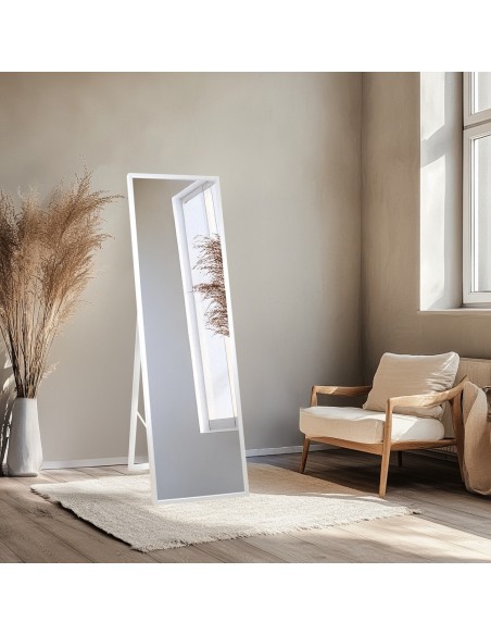Stojace zrkadlo do šatne v tenkom drevenom ráme - 3005 - farba rámu podľa vášho výberu