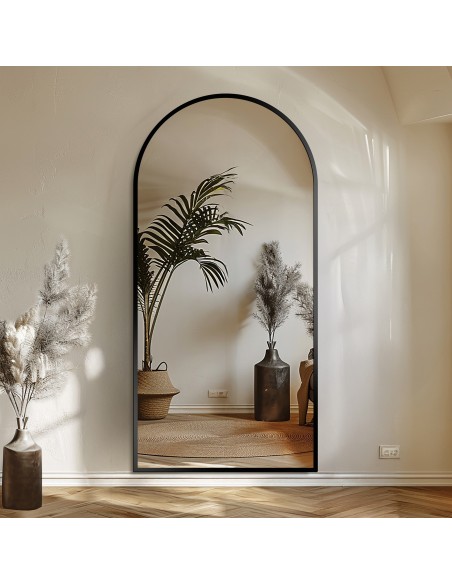 Poloválne zrkadlo v matnom čiernom MDF ráme - BERDO - farba rámu na výber