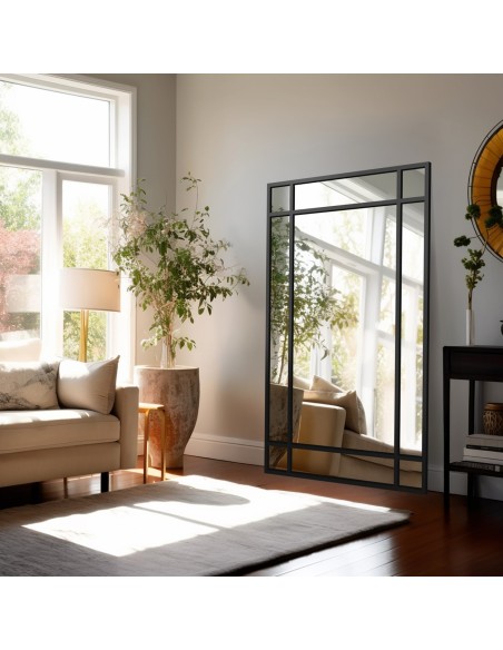 Loftové zrkadlo s priečkami – DEMETER – farba rámu na výber