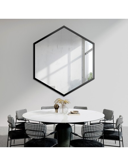 Zrkadlo geometrického tvaru v ráme – HEXA V RÁME