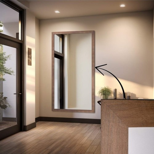 Zrkadlo v hnedom drevenom...