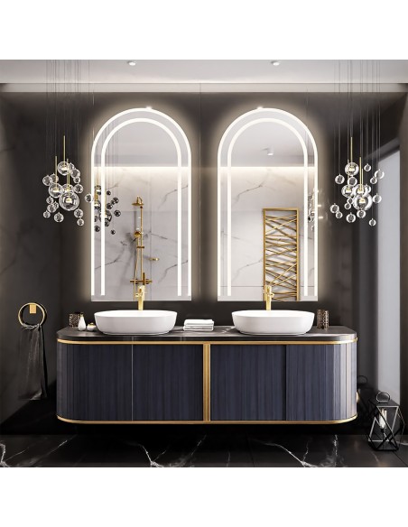 Súprava dvoch polkruhových kúpeľňových zrkadiel s podsvietením - SÚPRAVA KORIA LED