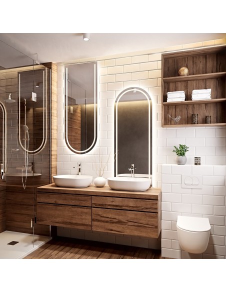 Súprava dvoch polkruhových kúpeľňových zrkadiel s podsvietením - SÚPRAVA PLATO LED