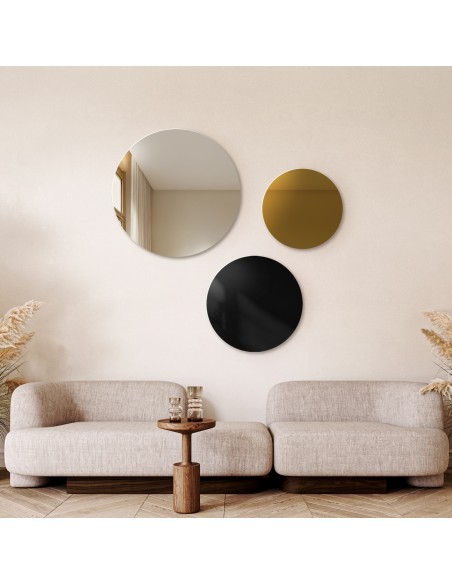 Súprava troch dekoratívnych kruhov čierny lacobel a zlatý panel - GOLDI