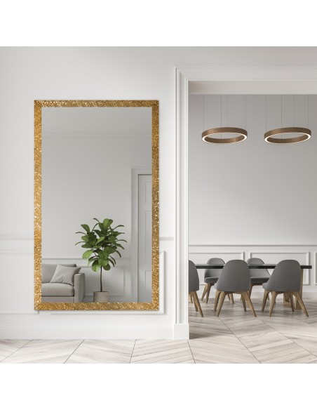 Zrkadlo Glamour v bohatom zlatom ráme s vysokým leskom - 8002002