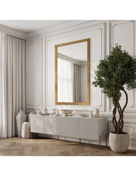 Zrkadlo Glamour v bohatom zlatom ráme s vysokým leskom - 8002002