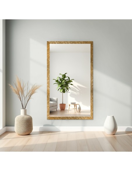 Zrkadlo Glamour v bohatom zlatom ráme s vysokým leskom - 8002002