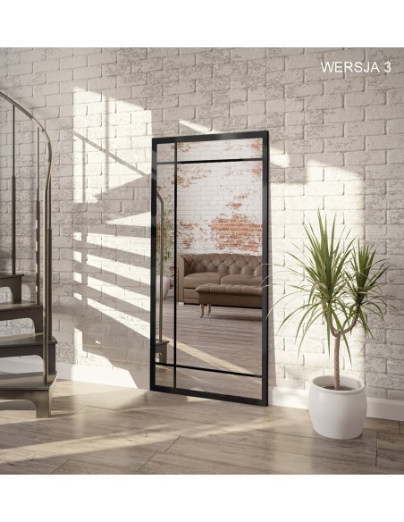 Loftové zrkadlo s priečkami – ALEKSANDER – farba rámu na výber