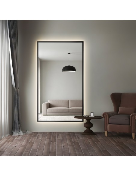 Zrkadlo v čiernom ráme s osvetlením - 1503 LED - vyrobené na mieru