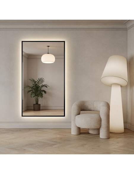 Zrkadlo v čiernom ráme s osvetlením - 1503 LED - vyrobené na mieru