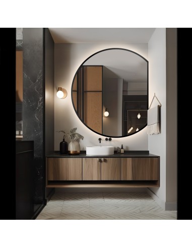 Okrúhle zrkadlo v čiernom matnom MDF...