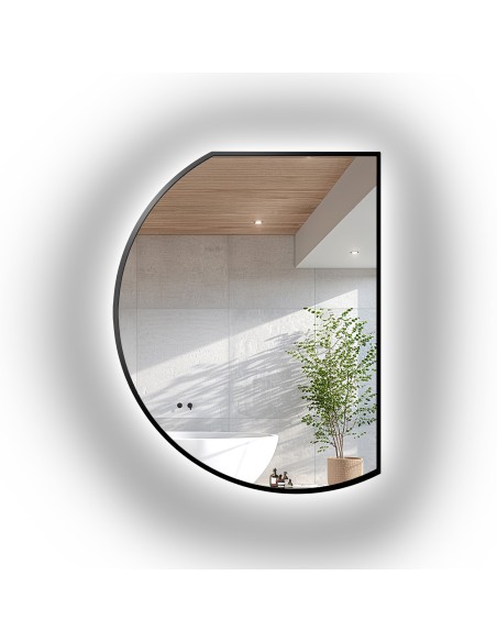 Zrkadlo s nepravidelným tvarom v matnom čiernom MDF ráme s podsvietením - ODETTA LED