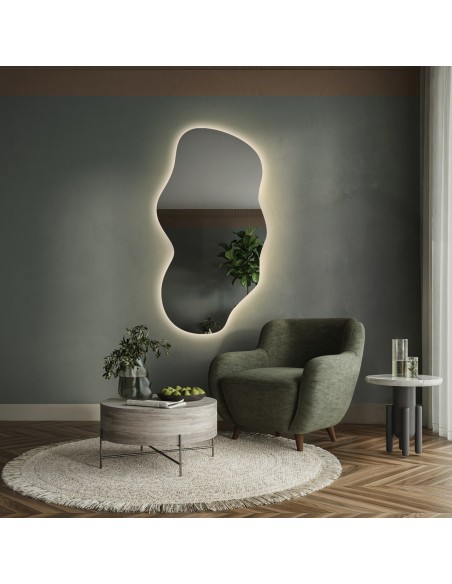 Zrkadlo s organickým tvarom a podsvietením – VERALUCE LED