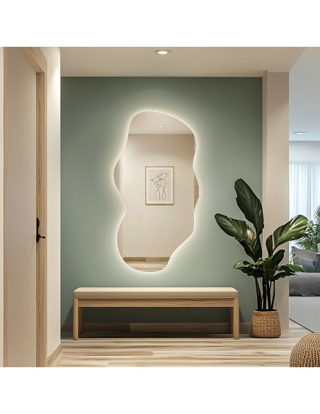 Zrkadlo s organickým tvarom a podsvietením – VERALUCE LED