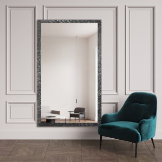 Zrkadlo Glamour v bohatom grafitovom ráme s vysokým leskom - 8002005