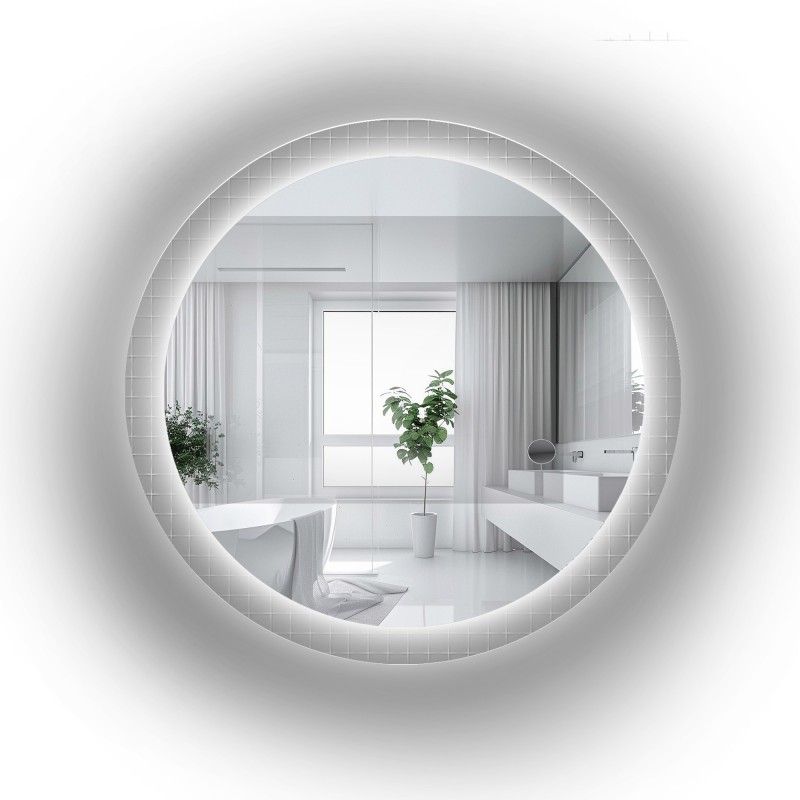 Okrúhle zrkadlo na ornamentálnom skle Master Flex s podsvietením - LUXORA FROSTED LED