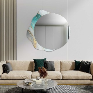 Okrúhle zrkadlo na nepravidelnom zelenom mramore – MARBLE FERRO