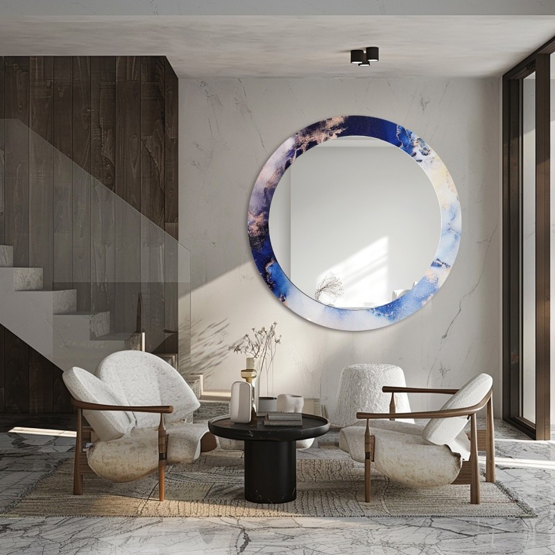 Okrúhle zrkadlo na modrom mramore – MARBLE IRIS
