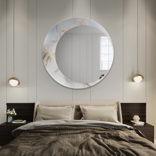 Okrúhle zrkadlo na bielo-zlatom mramore – MARBLE MARLUCE
