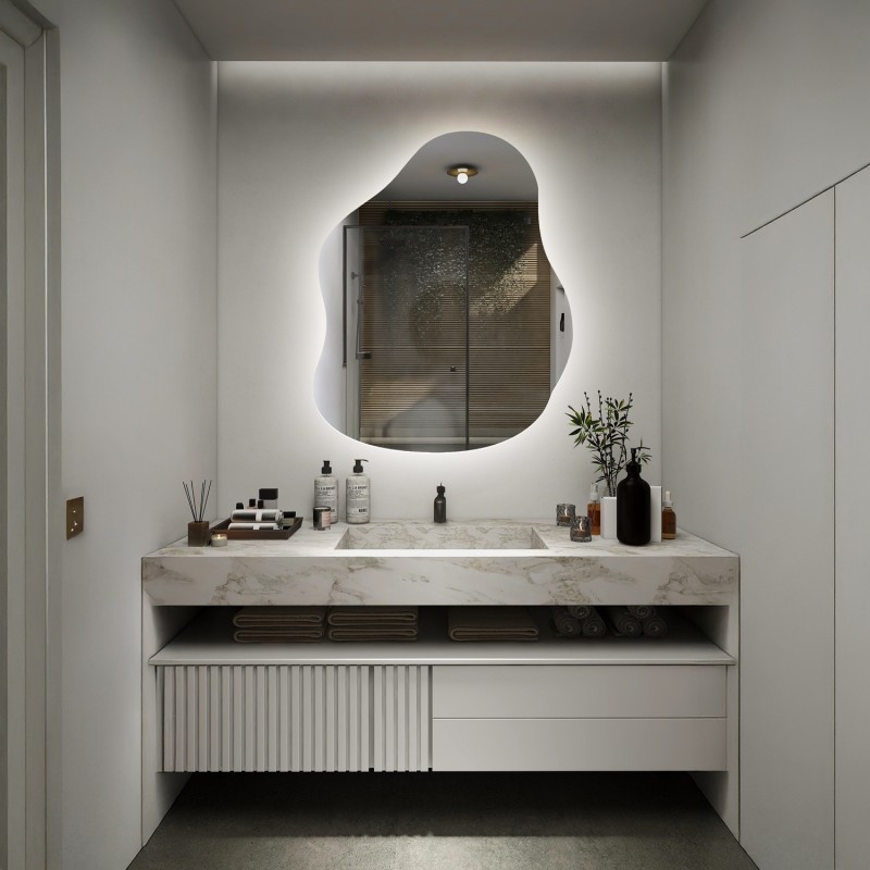 Dekoratívne zrkadlo s organickým tvarom so svietením - STONE LED