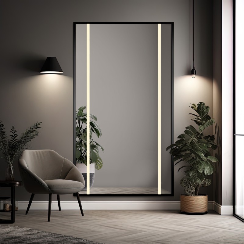 Zrkadlo v čiernom ráme s podsvietením - 1503 LED II - farba rámu na výber
