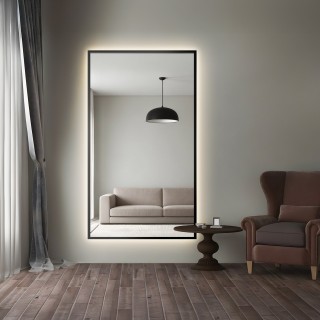Zrkadlo v čiernom ráme s podsvietením - 1503 LED - farba rámu na výber