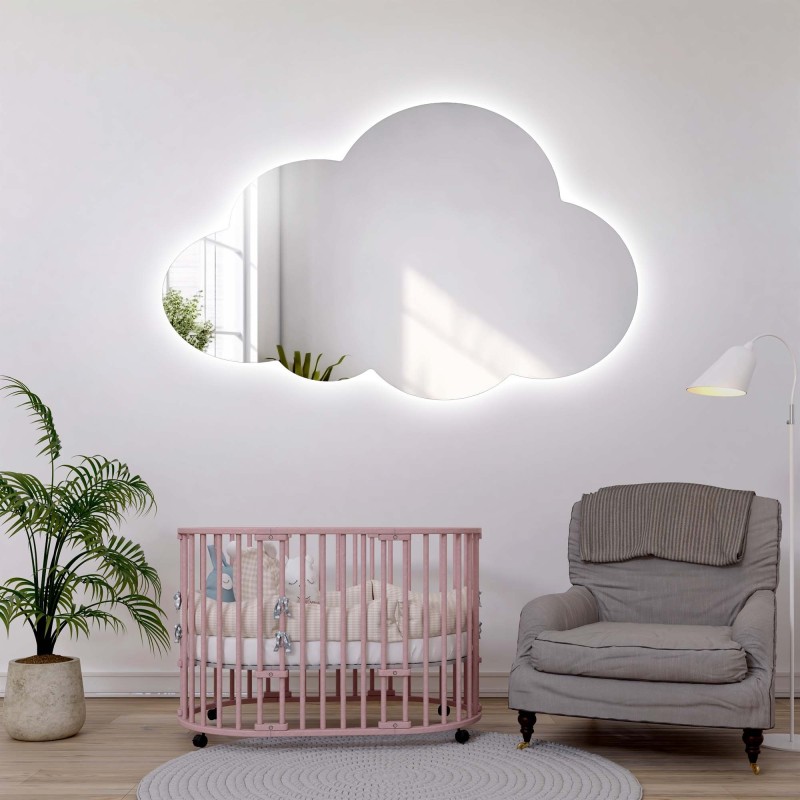Zrkadlo do detskej izby v tvare obláčika s podsvietením – CLOUD LED