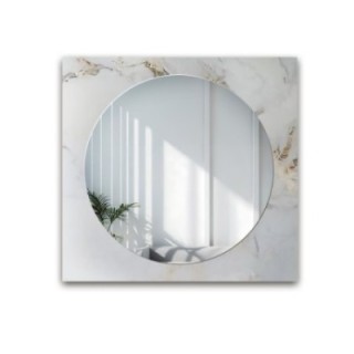 Okrúhle zrkadlo na štvorcovom bielo-zlatom mramore – MARBLE BIANCO