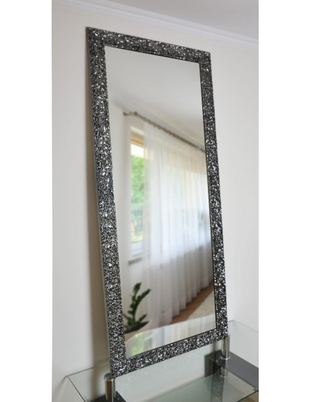 Zrkadlo Glamour v bohatom grafitovom ráme s vysokým leskom - 8002005