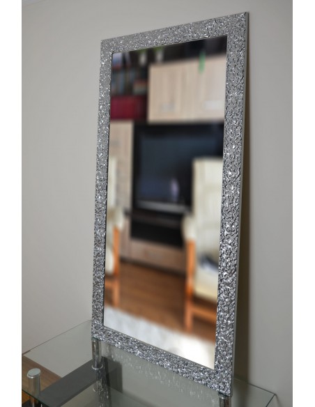 Zrkadlo Glamour v sýtom striebornom ráme s vysokým leskom - 8002003