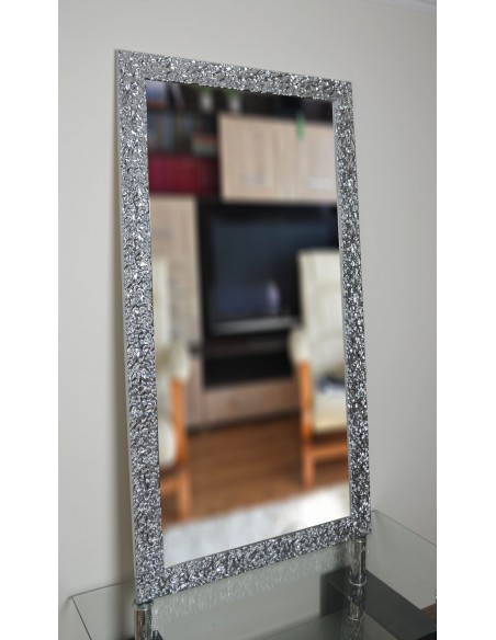 Zrkadlo Glamour v sýtom striebornom ráme s vysokým leskom - 8002003