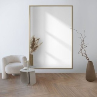 Obdĺžnikové zrkadlo v minimalistickom zlatom ráme 1201