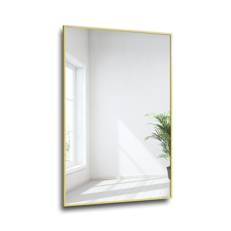 Obdĺžnikové zrkadlo v minimalistickom zlatom ráme 1201