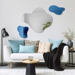 Nepravidelné modré zrkadlo - AQUA BLUE
