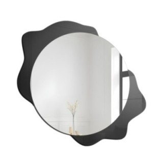Dekoratívne okrúhle zrkadlo na čiernej škvrne – DARK DROP